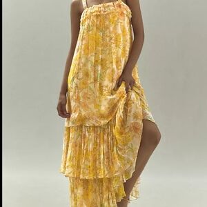 EUC BHLDN by Anthropologie Candace Sleeveless Floral Chiffon Maxi Women's sz XL